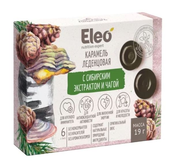 Изображение товара Карамель леденцовая Eleo с Сибирским экстрактом и Чагой №6 Карамель леденцовая Eleo с Сибирским экстрактом и Чагой №6 фотография